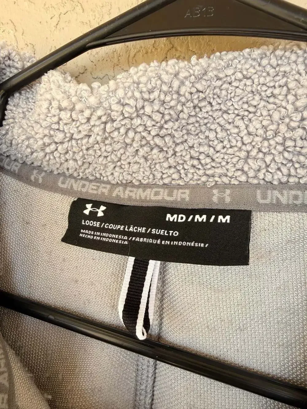 Under Armour Sherpa Fleece Jacket Grey Nylon Mix - Large Fit Medium